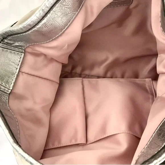 Coach Signature C print Bag 2012 never used like new Cream Silver shoulder Hobo - Picture 10 of 14